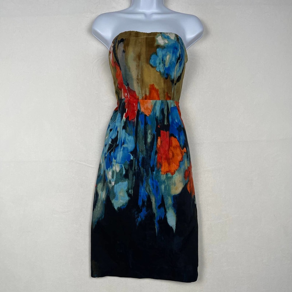 Anthropology Moulinette Soeurs Strapless Watercolor Pencil Dress Size 2